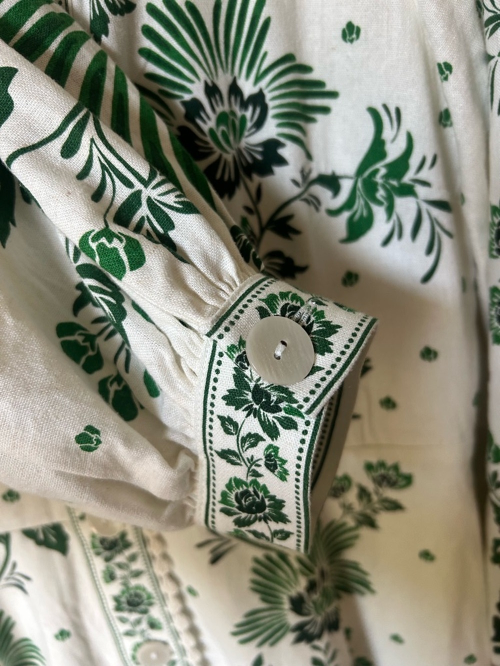 NWOT Christian Lacroix White Maxi Dress with Green Floral Print - Picture 10 of 15